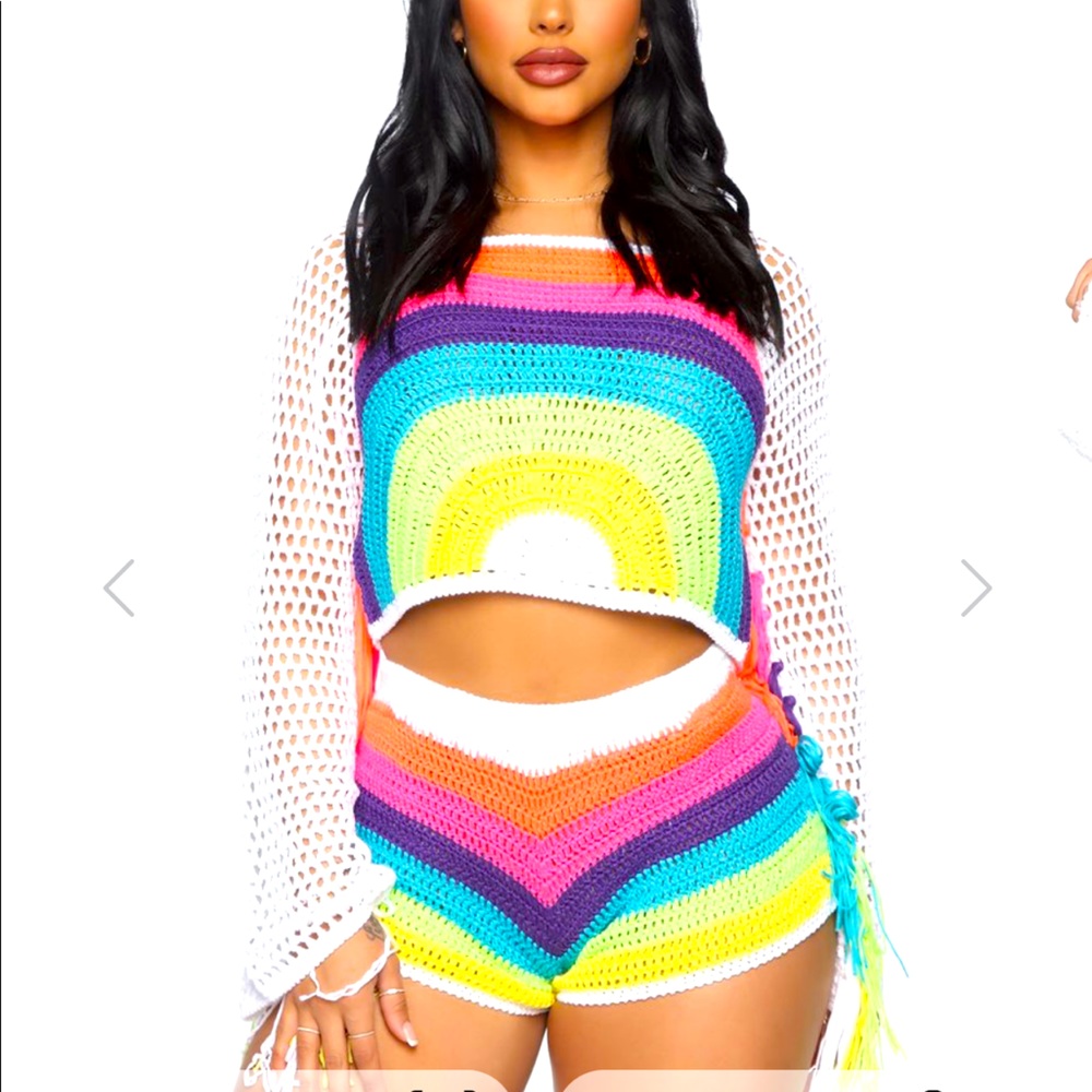 A pot of gold rainbow short set fashion nova xl